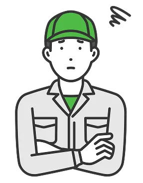 悩んでいる作業員のイラスト